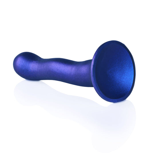 Ouch Ultra Soft Silicone Curvy G-Spot Dildo Metallic Blue 7 Inch