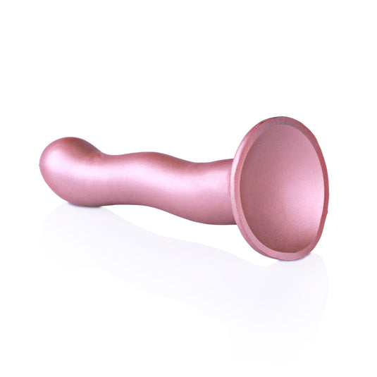 Ouch Ultra Soft Silicone Curvy G-Spot Dildo Metallic Rose 7 Inch