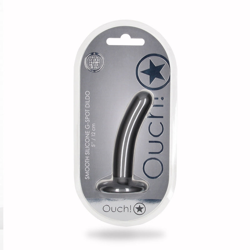 Load image into Gallery viewer, Ouch Smooth Silicone G-Spot Dildo Metallic Grey 5 Inch
