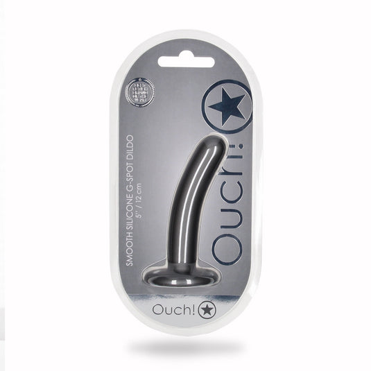Ouch Smooth Silicone G-Spot Dildo Metallic Grey 5 Inch