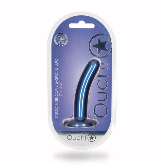Ouch Smooth Silicone G-Spot Dildo Metallic Blue 5 Inch