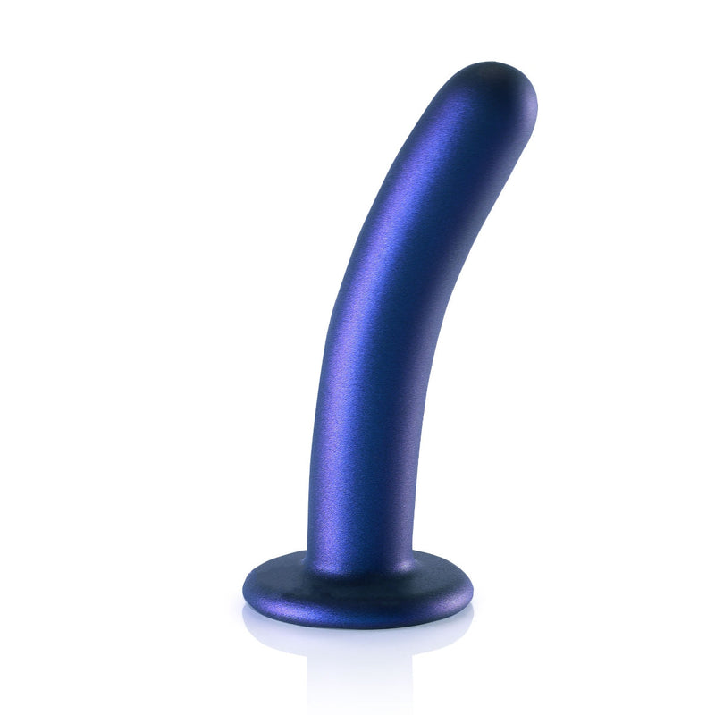 Load image into Gallery viewer, Ouch Smooth Silicone G-Spot Dildo Metallic Blue 6 Inch
