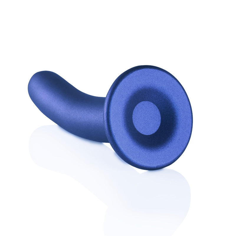 Load image into Gallery viewer, Ouch Smooth Silicone G-Spot Dildo Metallic Blue 6 Inch
