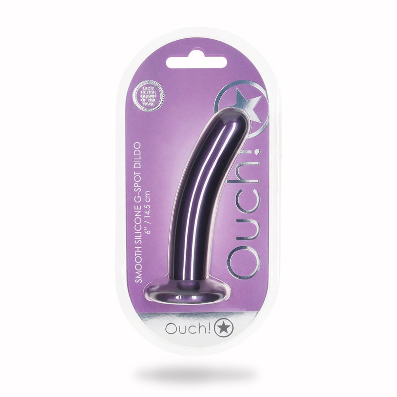 Load image into Gallery viewer, Ouch Smooth Silicone G-Spot Dildo Metallic Purple 6 Inch
