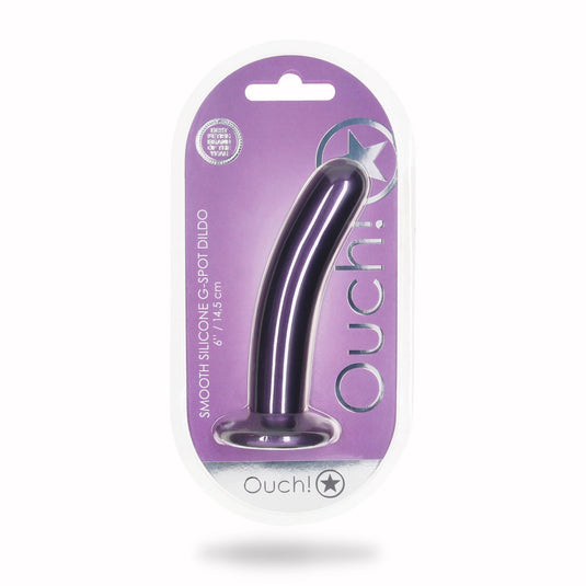 Ouch Smooth Silicone G-Spot Dildo Metallic Purple 6 Inch