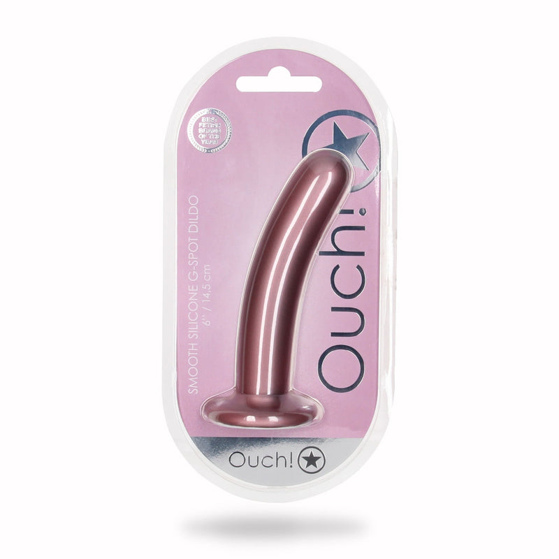 Load image into Gallery viewer, Ouch Smooth Silicone G-Spot Dildo Metallic Rose 6 Inch
