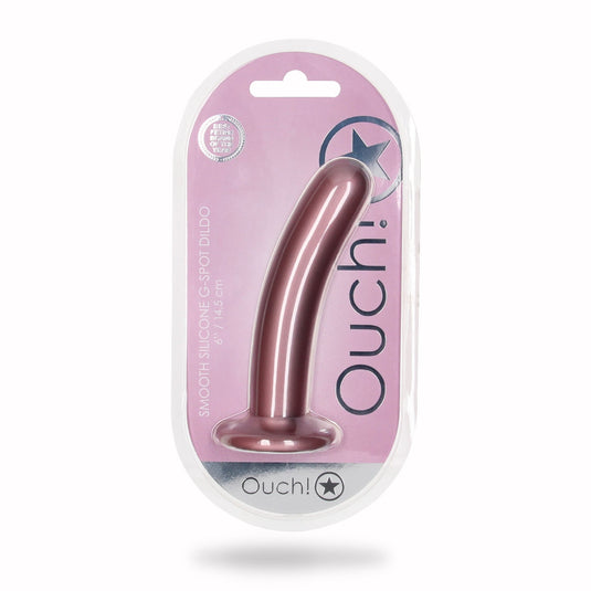 Ouch Smooth Silicone G-Spot Dildo Metallic Rose 6 Inch