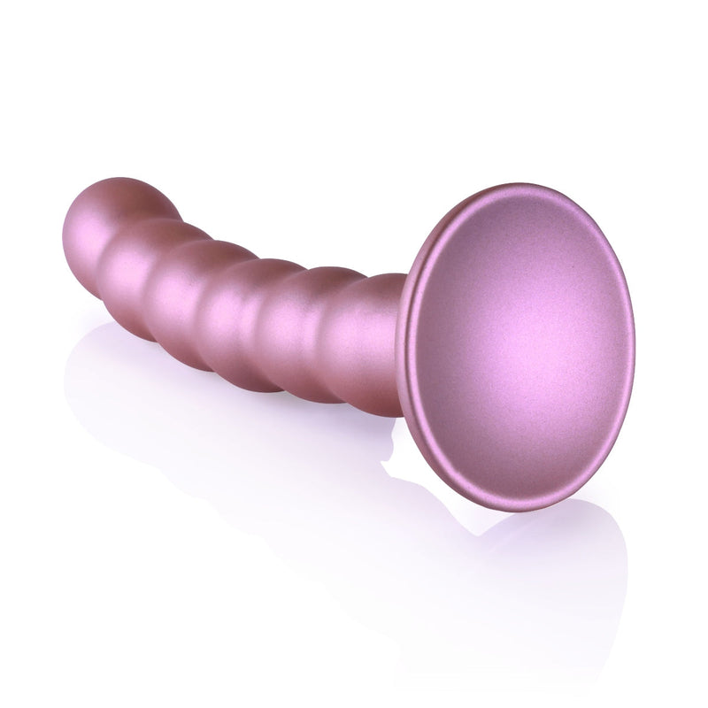 Load image into Gallery viewer, Ouch Beaded Silicone G-Spot Dildo Metallic Rose 5 Inch
