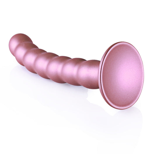 Ouch Beaded Silicone G-Spot Dildo Metallic Rose 6.5 Inch