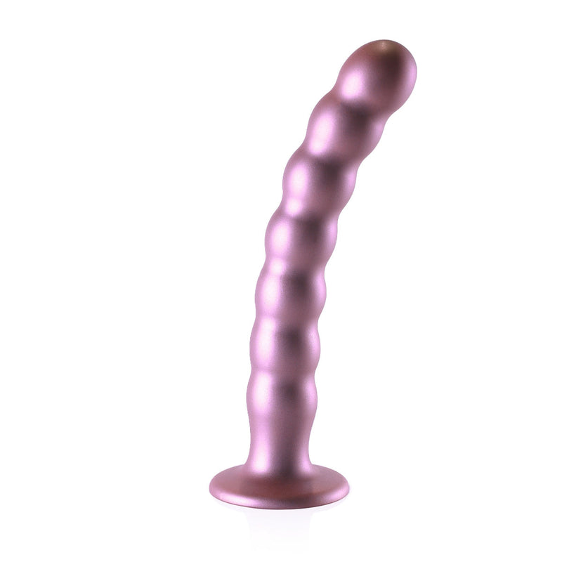 Load image into Gallery viewer, Ouch Beaded Silicone G-Spot Dildo Metallic Rose 8 Inch
