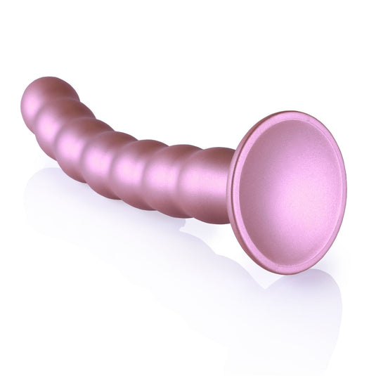 Ouch Beaded Silicone G-Spot Dildo Metallic Rose 8 Inch
