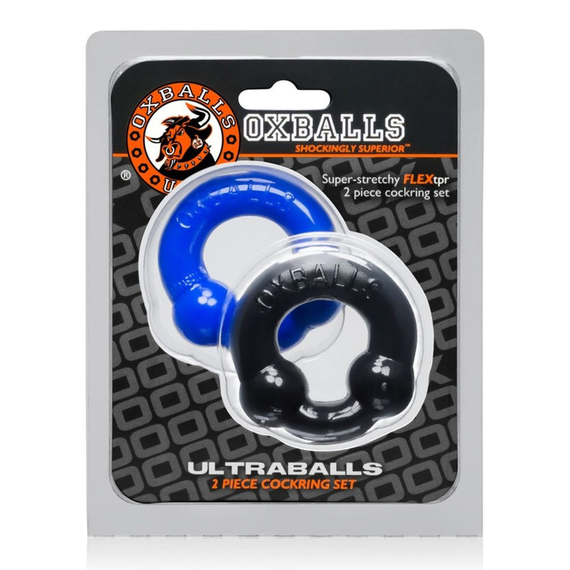 Load image into Gallery viewer, Oxballs Ultraballs Cock Ring 2 Pack Black Blue
