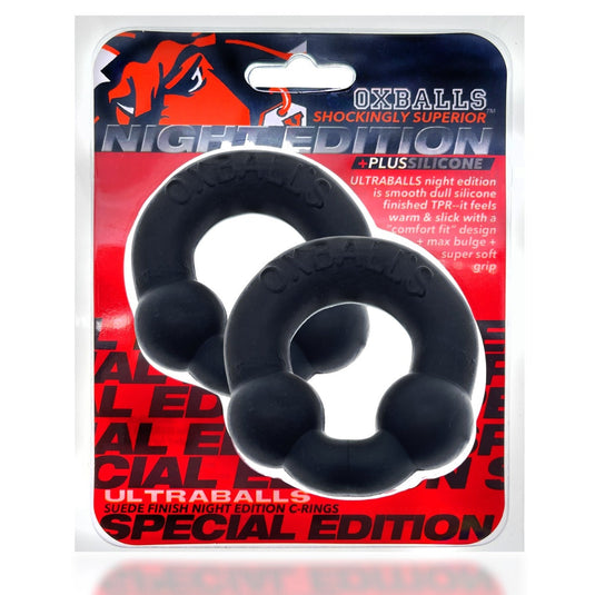 Oxballs Ultraballs Plus Silicone Cock Ring 2 Pack Special Edition Night