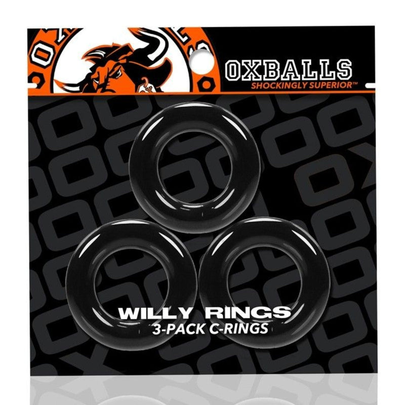 Load image into Gallery viewer, Oxballs Willy Rings Cock Ring 3 Pack Black
