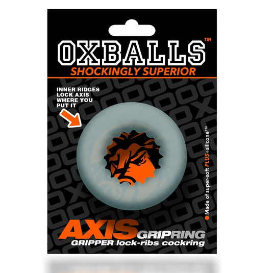 Oxballs Axis Rib Griphold Cock Ring Clear Ice