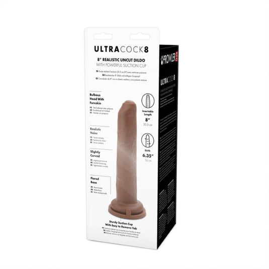 Prowler RED Uncut Ultra Cock Dildo Brown 8 Inch