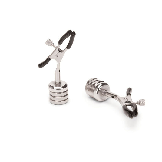 Prowler RED Nipple Clips With Removable Magnetic Weights 2 Piece Set Silver