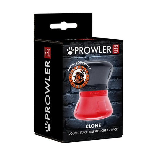 Prowler RED By Oxballs CLONE Double Stack Ball Stretcher 2 Pack Black Red  - Prowler UK - Gay Sex Toys