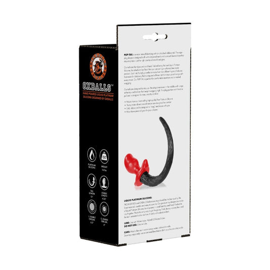 Prowler RED By Oxballs PUPTAIL Butt Plug Red Black Medium  - Prowler UK - Gay Sex Toys