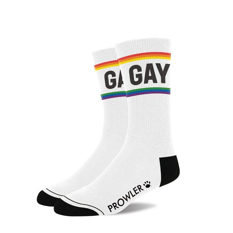 Load image into Gallery viewer, Prowler Gay Socks White Rainbow
