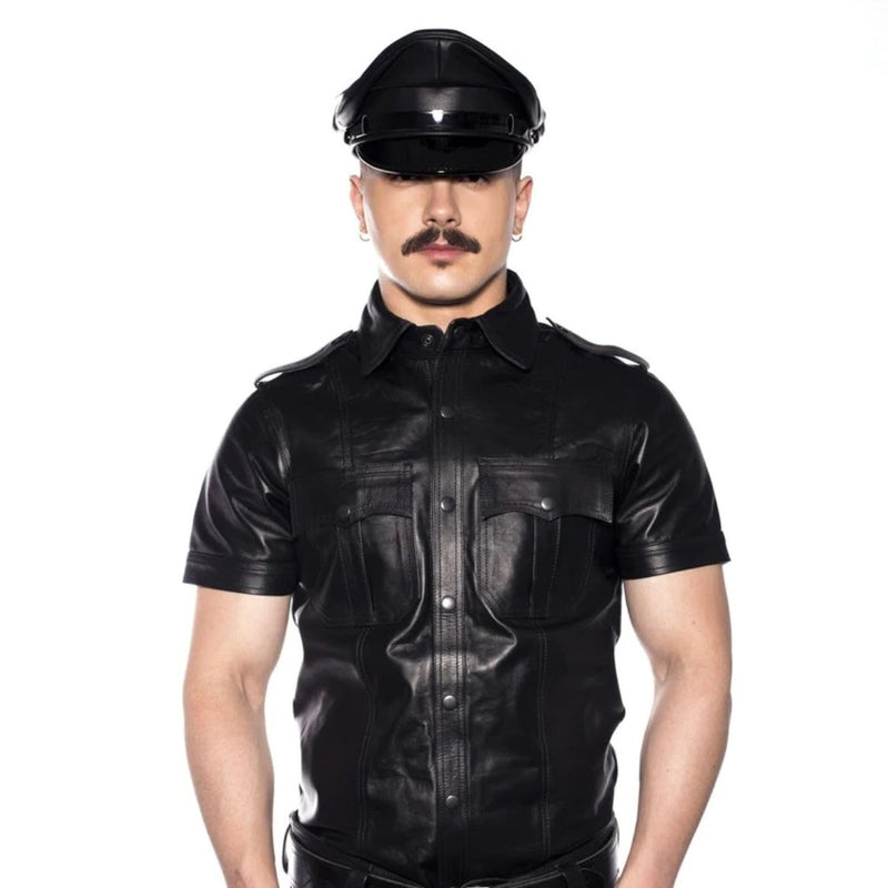 Load image into Gallery viewer, Prowler RED Leather Police Shirt Black
