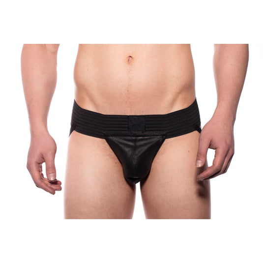 Prowler RED Leather Pouch Jock Strap Black