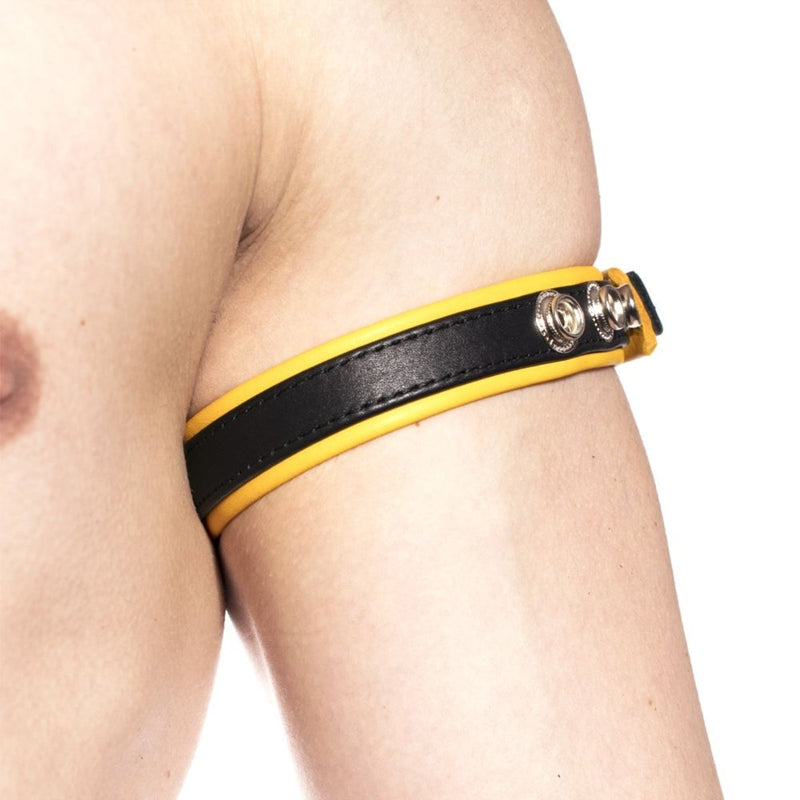 Load image into Gallery viewer, Prowler RED Leather Bicep Band Black Yellow
