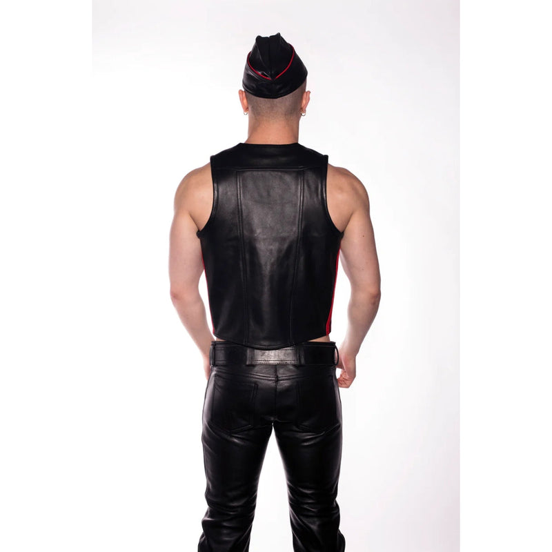 Load image into Gallery viewer, Prowler RED Leather Waistcoat Black Red
