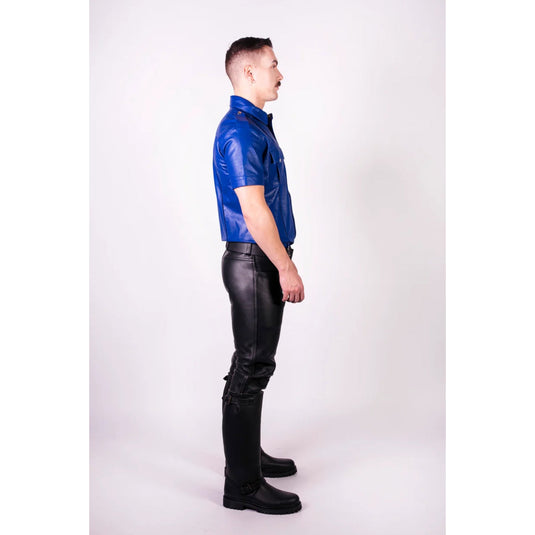 Prowler RED Slim Fit Leather Police Shirt Blue