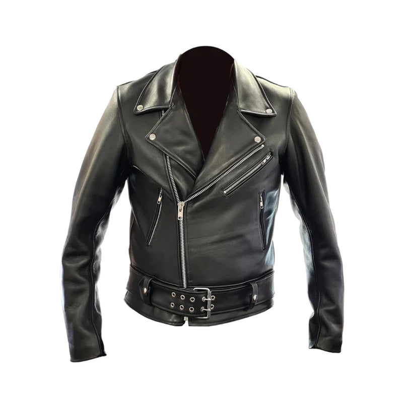Load image into Gallery viewer, Prowler RED Leather Police Jacket Black
