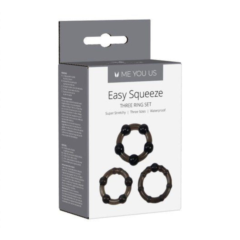Load image into Gallery viewer, Me You Us Easy Squeeze Cock Ring 3 Pack Black - Simply Pleasure
