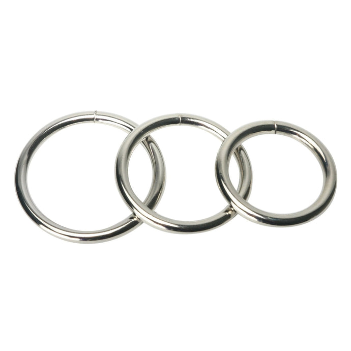 Master Series Trine Steel Cock Ring Collection 3 Pack Silver