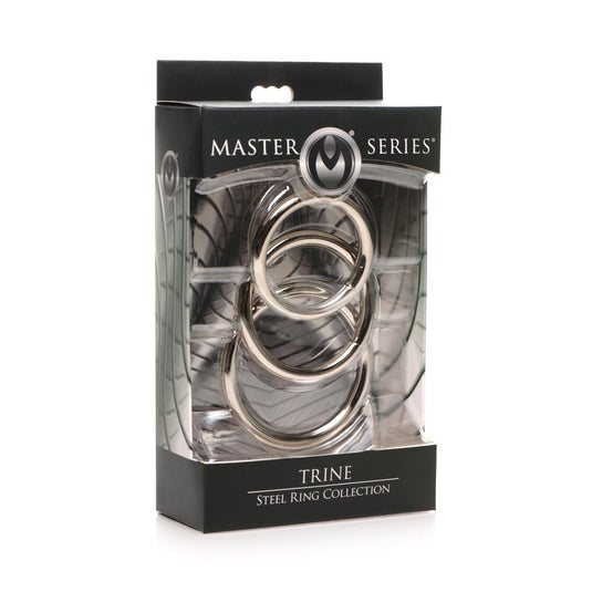 Master Series Trine Steel Cock Ring Collection 3 Pack Silver