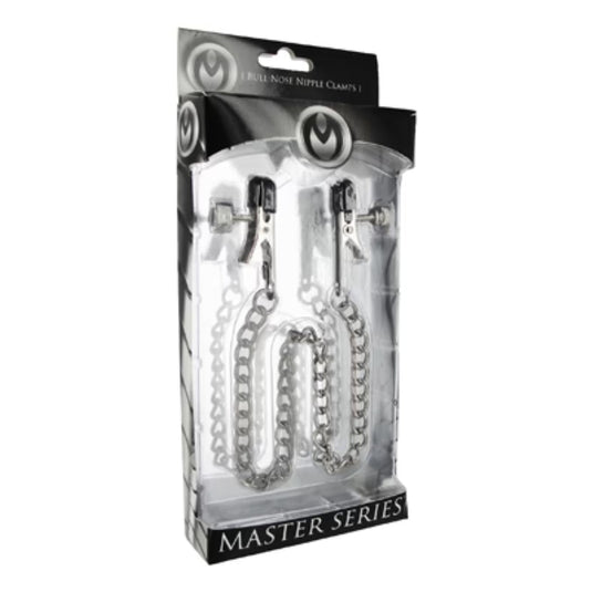 Master Series Ox Bull Nose Nipple Clamps Black Silver