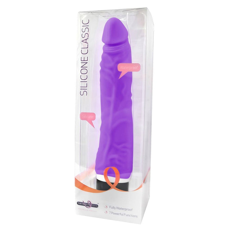 Load image into Gallery viewer, Seven Creations Classic Silicone Slim Vibrator Purple 7 Inch
