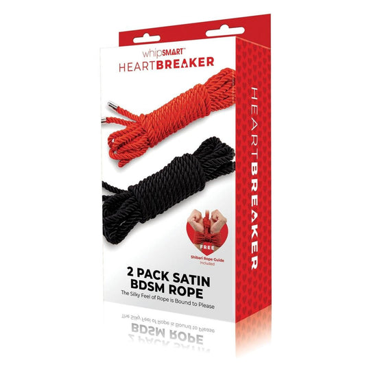 Whipsmart Heartbreaker Satin BDSM Rope 2 Pack Red Black