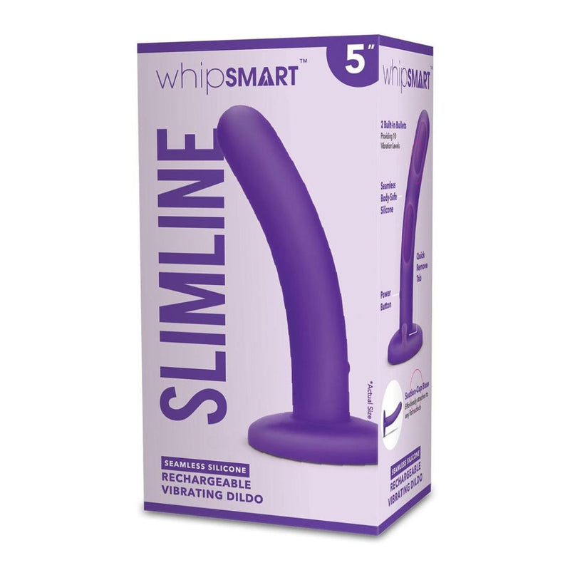 Load image into Gallery viewer, Whipsmart Slimline Silicone Rechargeable Vibrating Dildo Purple 5 Inch
