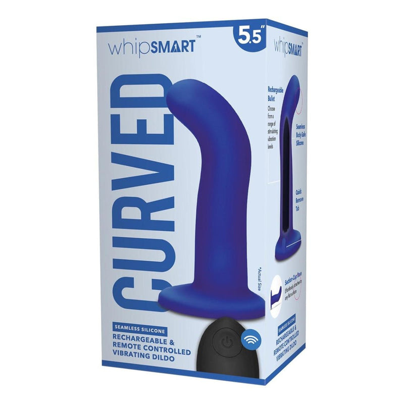 Load image into Gallery viewer, Whipsmart Curved Silicone Remote Control Vibrating Dildo Navy Blue 5.5 Inch
