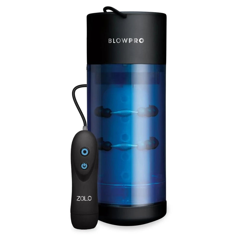Load image into Gallery viewer, Zolo Blow Pro Auto Stroking Realistic Blowjob Stimulator Blue Black
