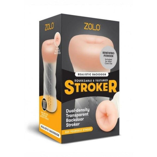 Zolo Realistic Back Door Squeezable & Textured Stroker Masturbator Pink Clear