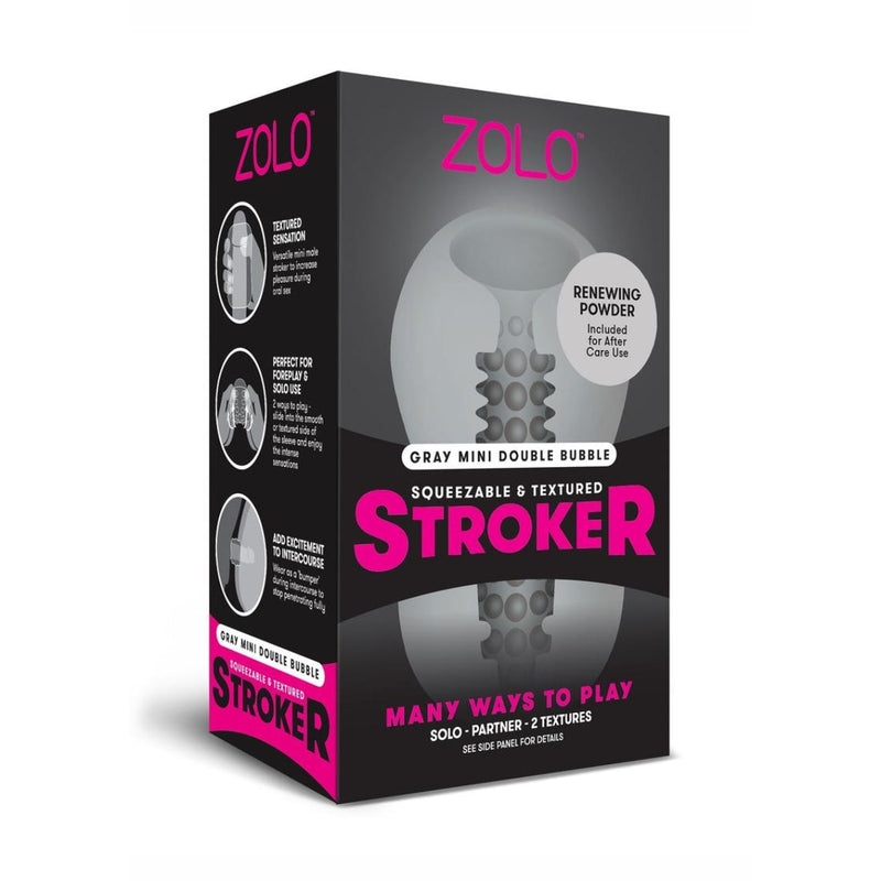 Load image into Gallery viewer, Zolo Mini Double Bubble Squeezable &amp; Textured Stroker Masturbator Grey
