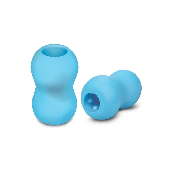 Zolo Mini Double Bubble Squeezable & Textured Stroker Masturbator Blue
