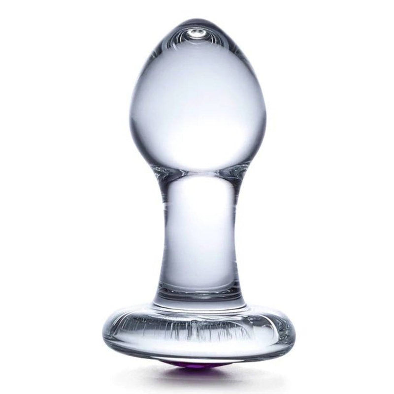 Load image into Gallery viewer, Glas Bling Bling Butt Plug Purple Clear 3.5 Inch - Simply Pleasure

