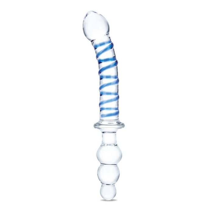 Glas Twister Dual Ended Dildo Clear Blue 10 Inch  - Prowler UK - Gay Sex Toys