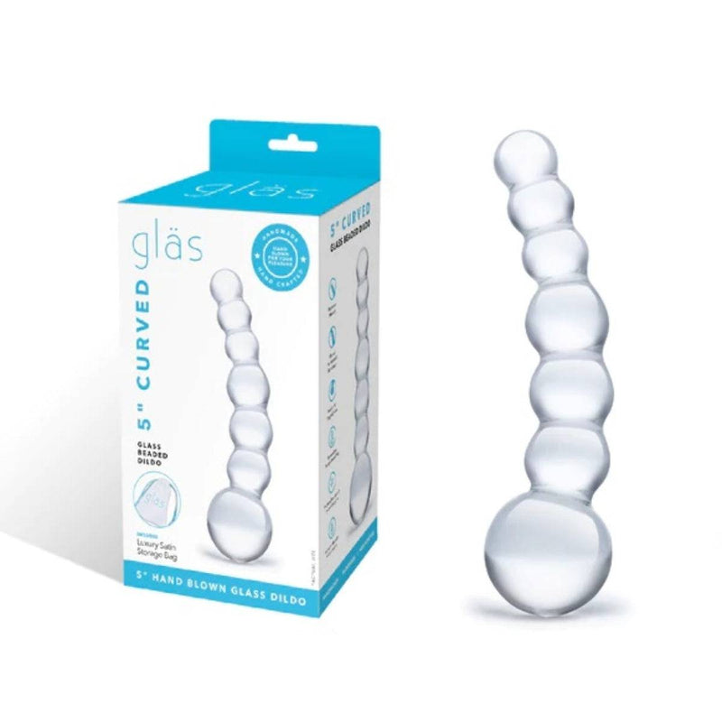 Load image into Gallery viewer, Glas Curved Glass Beaded Dildo Clear 5 Inch - Simply Pleasure
