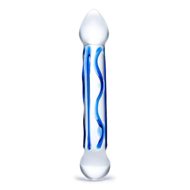 Load image into Gallery viewer, Glas Full Tip Textured Glass Dildo Blue 6.5 Inch - Simply Pleasure
