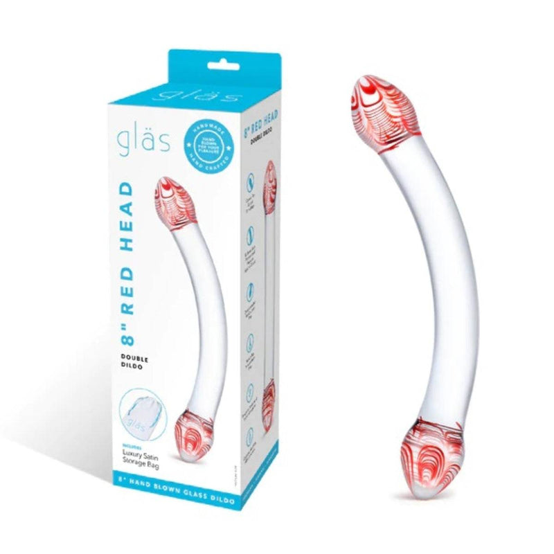 Load image into Gallery viewer, Glas Red Head Double Dildo Clear 8 Inch - Simply Pleasure
