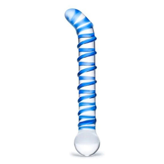 Glas Mr Swirly G-Spot Dildo Blue 6.5 Inch - Simply Pleasure