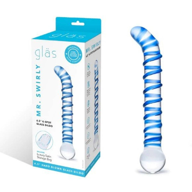 Load image into Gallery viewer, Glas Mr Swirly G-Spot Dildo Blue 6.5 Inch - Simply Pleasure
