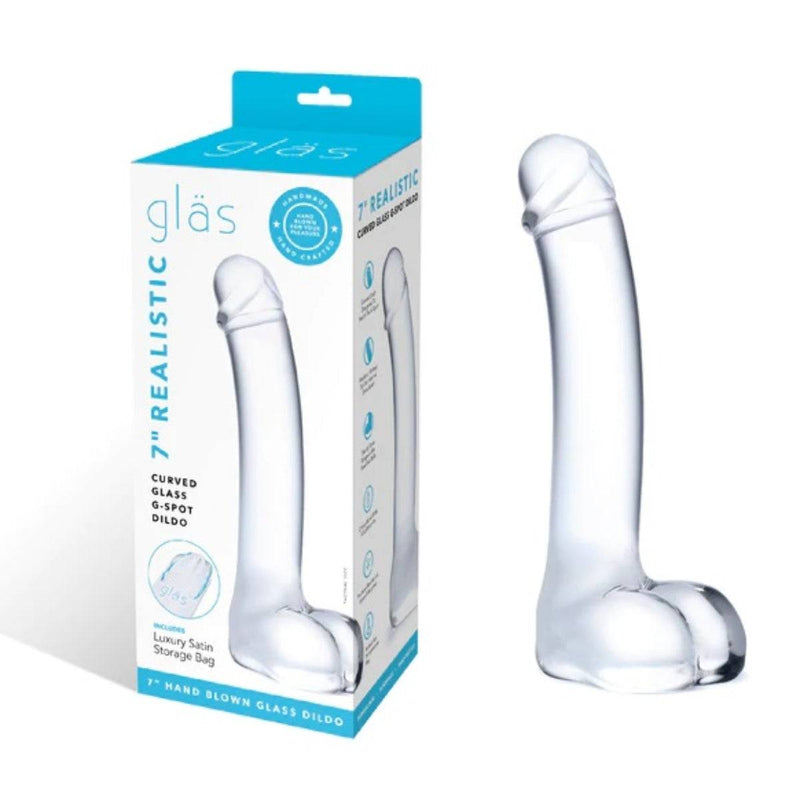Load image into Gallery viewer, Glas Realistic Curved G-Spot Dildo Clear 7 Inch  - Prowler UK - Gay Sex Toys
